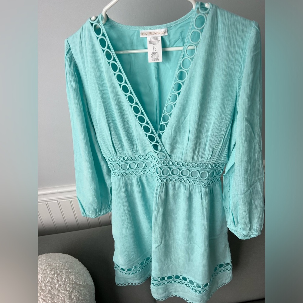 LaBlanca Illusion Covers V-Neck Dress Cover Up size S